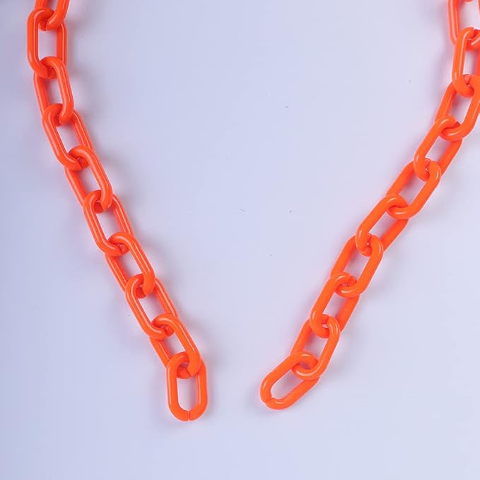 Wiwpar Long Acrylic Choker Necklace Paperclip Chain Necklace Minimalist Multicolor Chunky Chain Collar Necklace for Women (Orange)