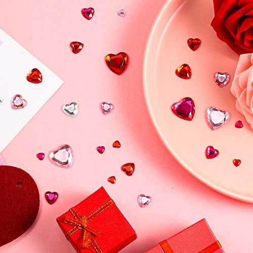 Chuangdi 516 Pcs Acrylic Rhinestone Crystal Gems Rhinestone Flat Back 18mm/12mm/10mm/6mm for Valentine's Day Wedding Decoration DIY Clothes Shoes Jewelry Making Crafts(Sweet Color,Heart)
