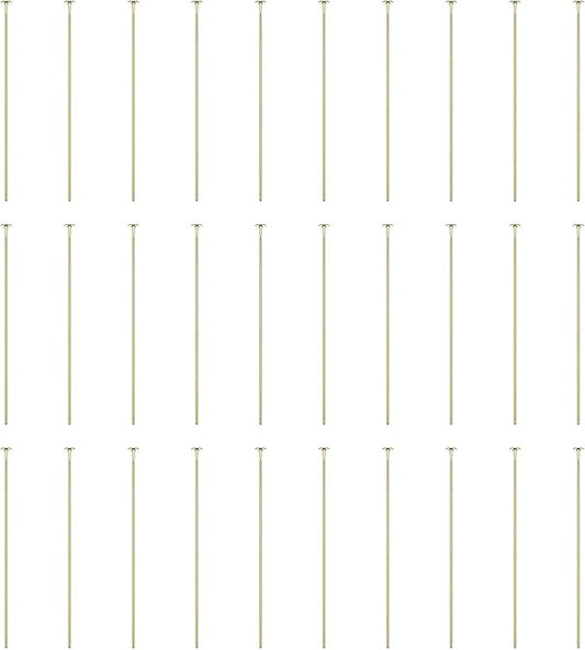 HARFINGTON 100pcs Flat Head Pins 1.38" 35mm Needles Bulk for Earring Pendant Necklace Bracelet Charm Jewelry Making Findings DIY Craft, 14K Gold