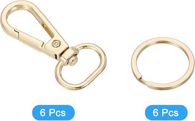 uxcell 12 Pcs Swivel Clasp Hook, 0.59" Purse Snap Clasps Detachable for Bag, Dark Gold