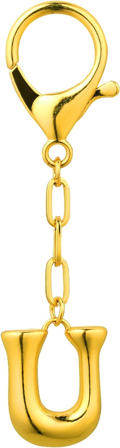 VICKHU Gold Plated Bubble Initial Letter Cute Keychain for Women Car Key Purse Decorative Keyring Handbag Charms Fashion