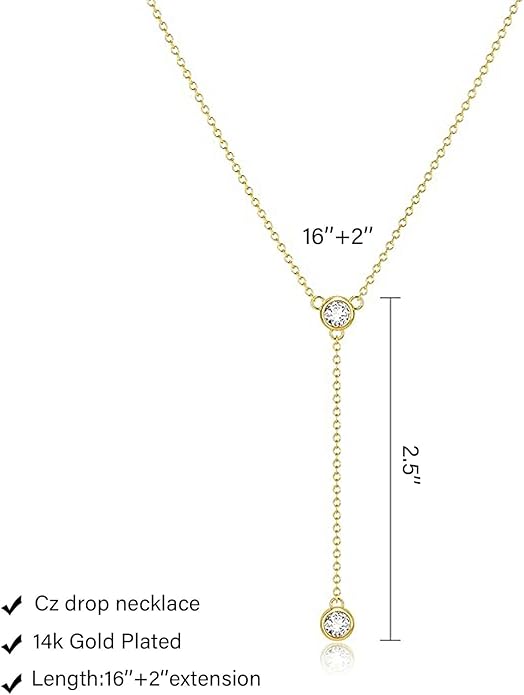 Luxval Diamond Pendant Gold Necklace for Women，Dainty 18k Gold Plated Choker Necklaces Simple Gold Jewelry Gifts for Women Girls