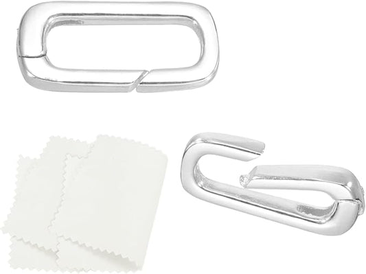PATIKIL 14x6mm 925 Sterling Silver Spring Gate Rings, 2Pcs Tiny Oval Spring Clasps Necklace Enhancer Shortener Closures Connector for Jewelry Making Necklaces DIY, Silver Tone