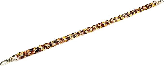 23.6"/60cm Vintage Acrylic Resin Chain Short Thick Resin Purse Shoulder Strap, Amber Color Leopard Print with Buckle