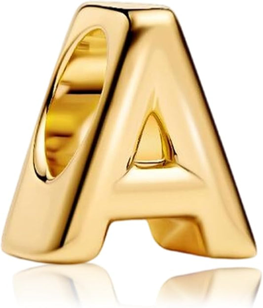S925 A-Z 14K Gold Plated Initial Letter Alphabet Charms for Pandora Bracelets and Necklaces Women, Gifts for Couple Family Friend on Birthday Anniversary Christmas Mothers Valentine's Day Grad