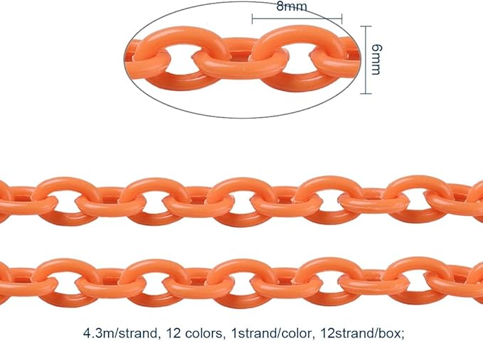LiQunSweet 12strand/Box Handmade Opaque Acrylic Cable Chains for DIY Handbag Chain Lanyard Making Replacement Accessories - 2.5~3x1~2mm