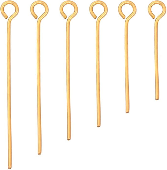 18K Gold Plated Open Eye Pins Non Tarnish 30mm 150pcs for Jewelry Making Findings