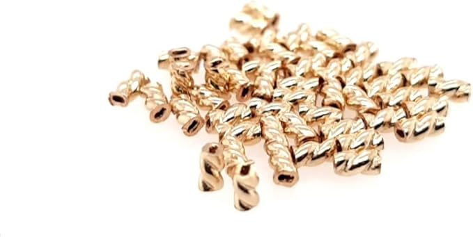 50pcs 14/20 Yellow Gold Filled Twist Tube Crimp Beads, 3 X 1.5MM, by CRAFT WIRE