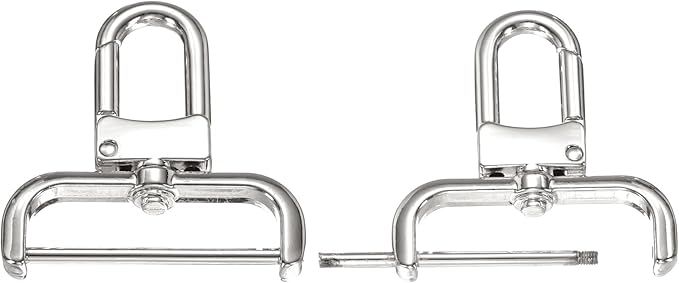 PATIKIL 1.5 Inch Swivel Clasp Hooks, 2 Pcs Detachable Snap Hook with Screw Bar, Swivel Lobster Claw Clasps for Bag Strap Replacement Purse Lanyard DIY Craft Hardware, Silver
