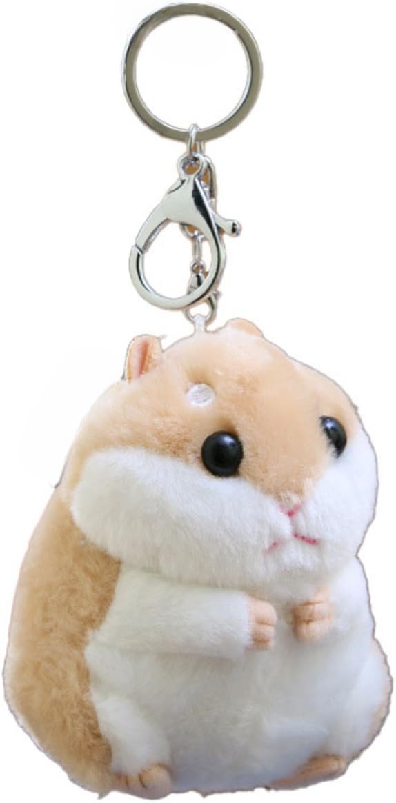 Cute Hamster Plush Keychain - Soft Small Hamster Bag Charm Accessory Adorable Key Holder for Backpack Handbag