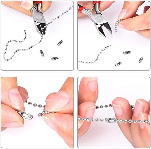 Stainless Steel Ball Bead Chain [2.0mm/50Feet] Chains Spool with 30 PCS Connectors for Jewelry Making