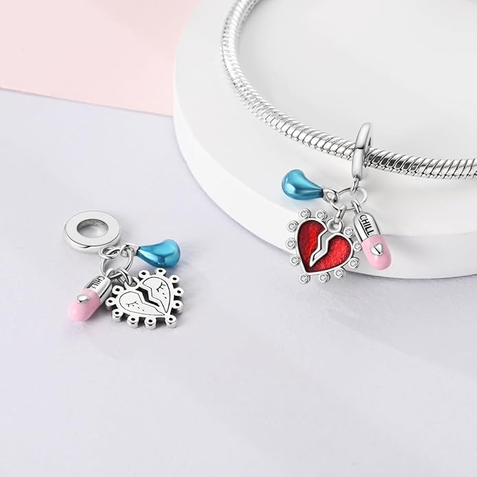 NARMO Charms for Bracelets 925 Sterling Silver Star Dangle Charms Car Keys Lipstick Dangle Charm Beads for Women Bracelets Necklace