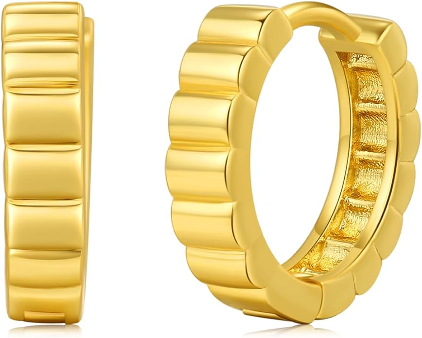 Oval/Round Hoop Huggie Earrings for Women 14k Gold Plated Earrings Hypoallergenic Cubic Zirconia Jewelry Gifts