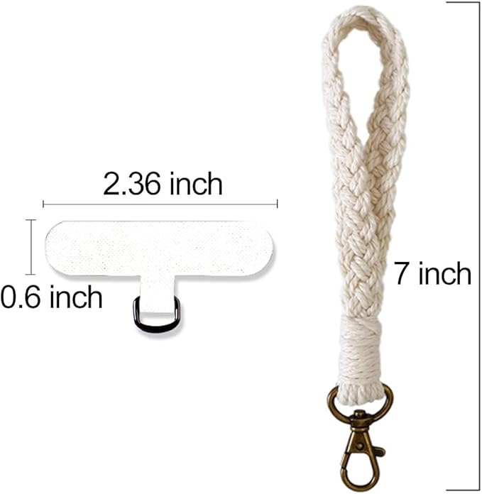 Boho Macrame Phone Wrist Strap, Cell Phone Lanyard with Tether Tab, Keychain Wristlet Charm, Anti-Loss Phone Chain