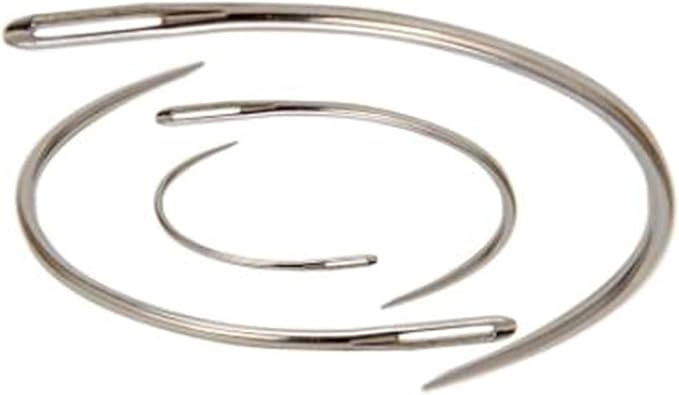 Sliver Home Sewing Curved Upholstery Needles Set of 4 - Needles for Upholstery, Leather, Carpet Canvas Repair Sewing Sharp Needles