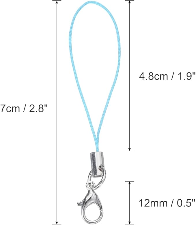 HARFINGTON 100Pcs Clasp Cords Clasp Strap Lanyard Charm Short Finger Rope with Lobster Clasp for Cellphone Cases Keychain DIY Jewelry Making, Lake Blue