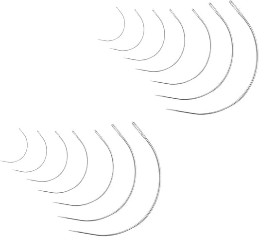 14PCS Curved Needles Sewing 7 Sizes C-Type Weaving Upholstery Needle with Sharp Tips Heavy-Duty Hand Sewing Repair Needles for Carpet Canvas Repairing Blocking Knitting Modelling Crafts(14)