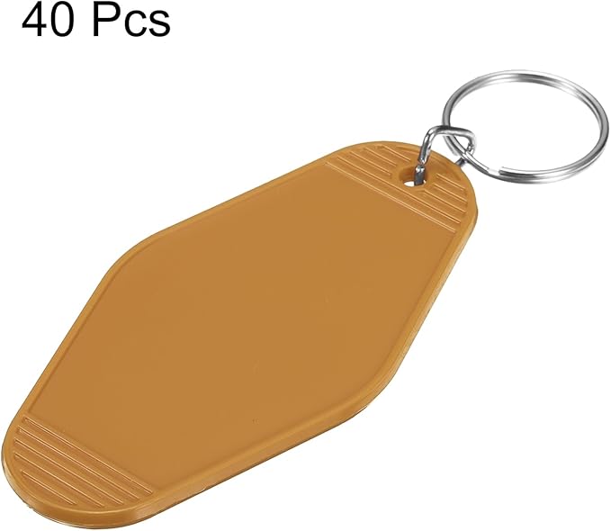 uxcell 40pcs Hotel Keychains Blank Vintage Plastic Rhombus Motel Keychains Hotel Key Tags Rings for DIY Luggage Labels