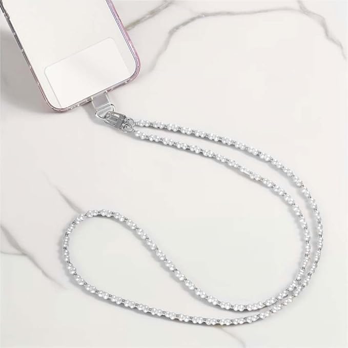 Phone Crossbody Chain Cell Phone Lanyard,Universal Leather+Metal Shouder Strap with Phone Tether Patches (V)