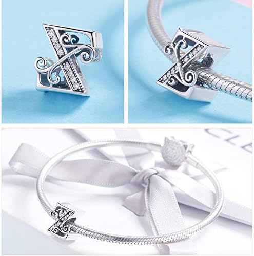 925 Sterling Silver Letter Charms for Pandora Bracelets Alphabet Initial Charms Beads Birthday Christmas Jewelry Gift for Women