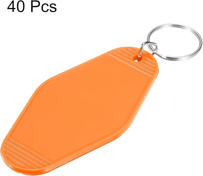 uxcell 40pcs Hotel Keychains Blank Vintage Plastic Rhombus Motel Keychains Hotel Key Tags Rings for DIY Luggage Labels