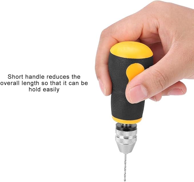 Micro Mini Hand Drill Tool, Portable Tool Set Small Hand Drill & 10 pcs Twist Drill Bits 0.8-3.0mm Precision Pin Vise Woodworking Hand Drill for Model Jewelry Walnut Amber Beeswax