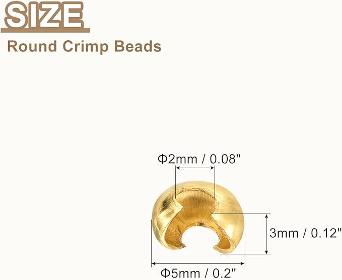 uxcell 100pcs Crimp Bead Covers, 4mm/0.16" Half Round Open Crimp Beads Knot Cover Metal Small Loose Beads End Tip for Bracelet Jewelry Making Craft DIY, Gold