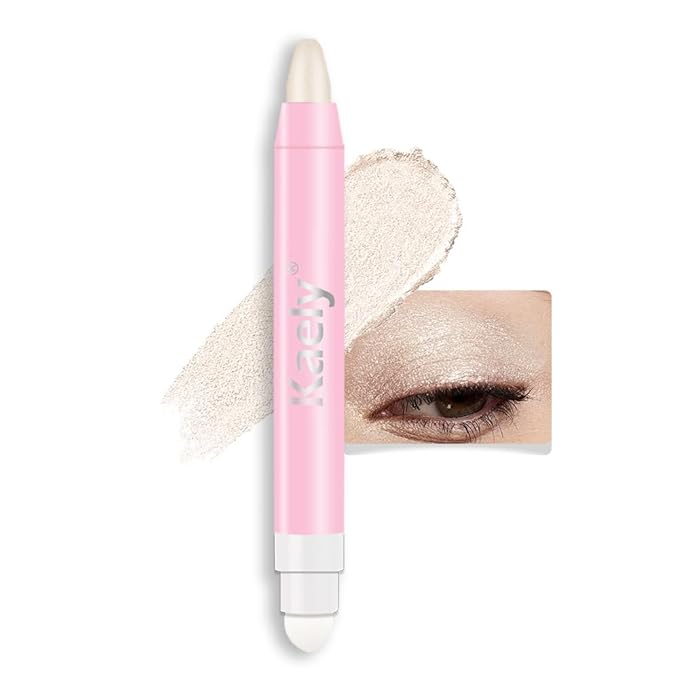 Kaely 2in1 Cream Eye Shadow Brightener Sticks for Eyes, Pencil Eyeshadow Applicator Stick Waterproof Pigmented, Eye Shadow Palette Highlighter Makeup, sombras para ojos, 38 Blonde Shimmer