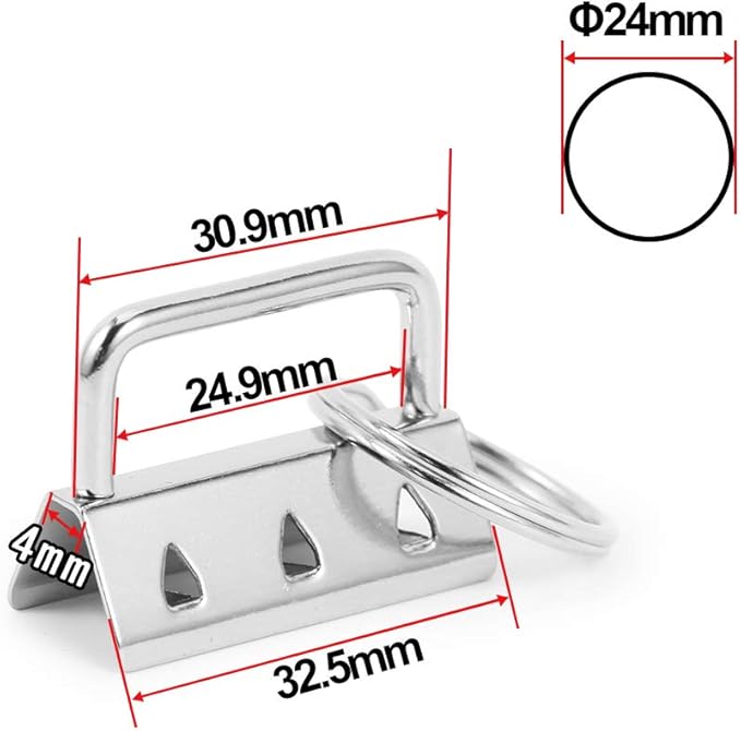 SPEEDWOX 20 Sets of Key Fob Pliers and 1.25 Inch Key Fob Hardware Sets with Keychain Split Rings White Nickel Webbing Fabric Strapping Glass Breaking Pliers Tools with Rubber Tips
