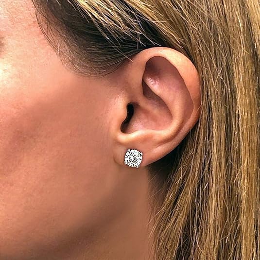 IGI Certified 1 to 10 Carat D-E Color and VS1-VS2 Clarity Lab Grown Diamond Stud Earrings for Women I 14k White Gold Earrings for Her I Secure Screw Back Made in USA by Beverly Hills Jewelers