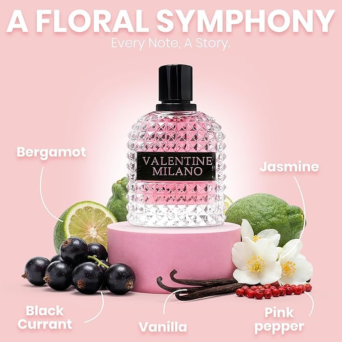 Women’s Perfume Gift Set – Verse Pink Crystal Intense, Verse Deep Blue & Valentine Milano Eau de Parfum – 3.4 fl oz Each | Fruity, Vanilla & Amber Scents | Elegant 3-Piece Set