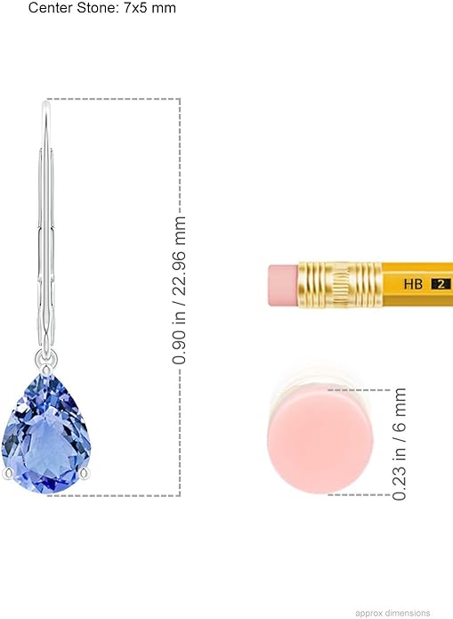 ANGARA Natural Tanzanite Earrings for Women | Solitaire Pear-Shaped Tanzanite Leverback Earrings in 14K Solid Gold/Platinum | December Birthday, Anniversary, Gemstone Jewellery Gift
