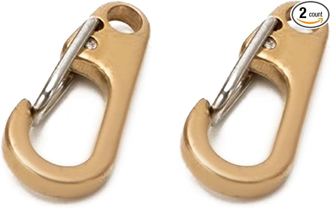 dophee 2Pcs Brass Keychain Carabiner Clip, Spring Snap Hook Clasp Keyring Pendant for Backpack Fishing Camping Hiking Dog Chain