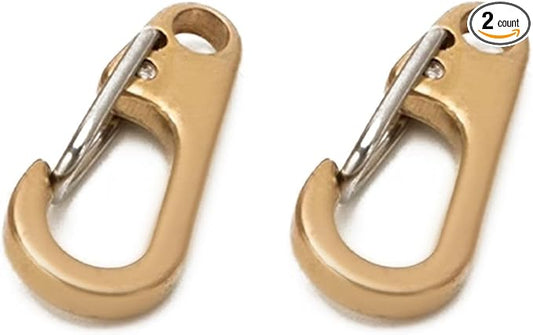 dophee 2Pcs Brass Keychain Carabiner Clip, Spring Snap Hook Clasp Keyring Pendant for Backpack Fishing Camping Hiking Dog Chain