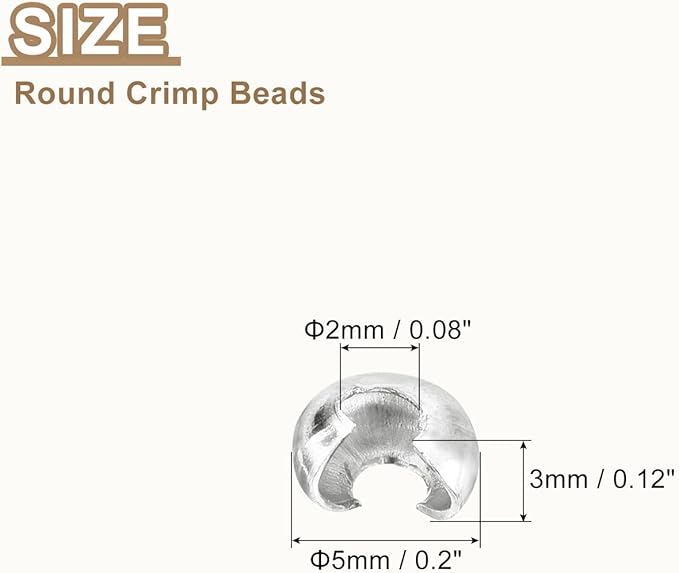 uxcell 100pcs Crimp Bead Covers, 4mm/0.16" Half Round Open Crimp Beads Knot Cover Metal Small Loose Beads End Tip for Bracelet Jewelry Making Craft DIY, Silver