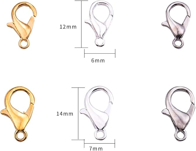 Alloy Lobster Clasps 14x7mm Gold Plated Lobster Claw Clasps for DIY Jewelry Making 100pcs