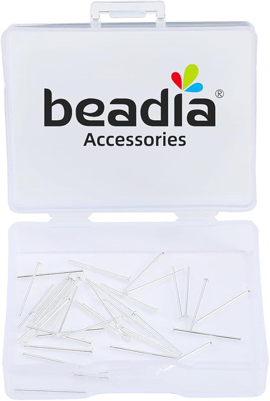 925 Sterling Silver Flat Head Pins 0.5x15mm 40pcs for Jewelry Making Findings