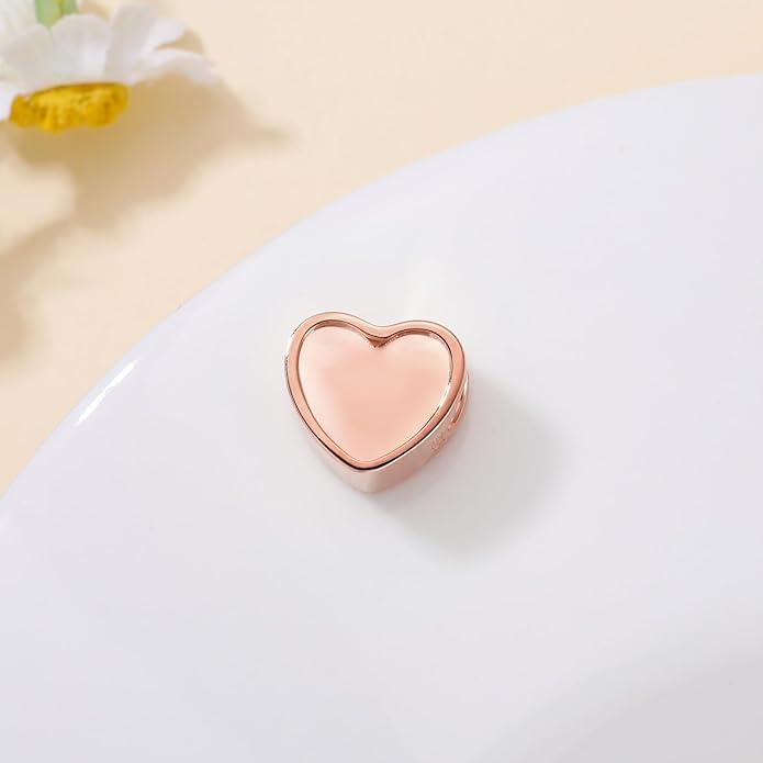 LONAGO 925 Sterling Silver Personalized Photo Charm Fit Compatible for Bracelet Necklace Customized Heart Round Shape Picture Bead