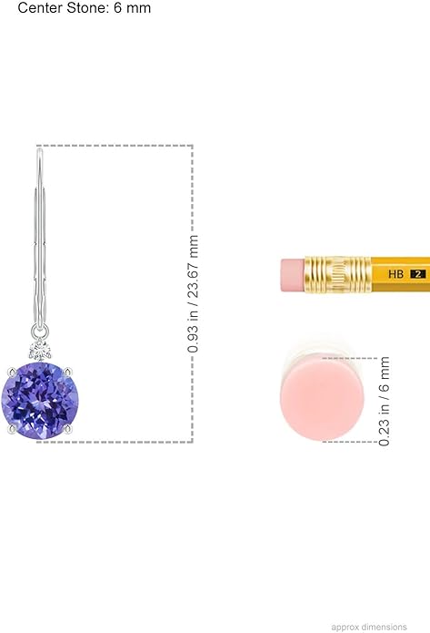 ANGARA Natural Tanzanite Earrings for Women | Tanzanite and Diamond Leverback Drop Earrings in 14K Solid Gold/Platinum | December Birthday, Anniversary, Gemstone Jewellery Gift