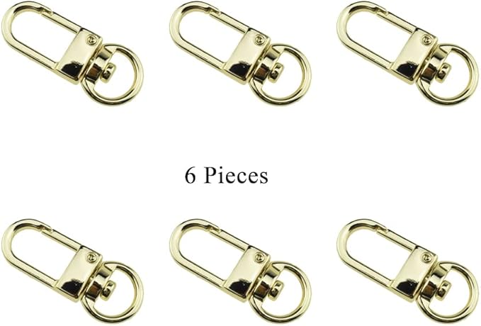 Hahiyo 34mm Length Swivel Lobster Clasp One Handed Operation Strong Hinge Smooth Locking Motion Zinc Alloy Push Gate Trigger Snap Hook Buckle Light Gold 6 PCS for Crossbody Purse Chain Connect Key Fob