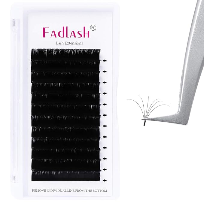 FADLASH Easy Fan Lashes Volume Eyelash Extensions 0.05 0.07mm Self Fanning Lashes C D DD Curl Rapid Blooming 5D 6D 10D Volume Lash Extensions Supplies 8-20mm (0.07-C, 8-14mm Mix)