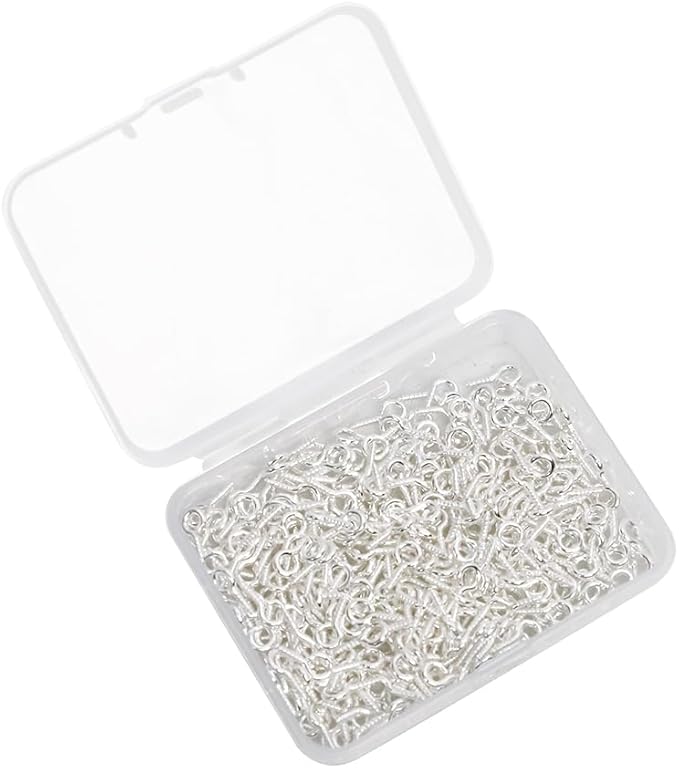 310pcs Silver Small Screw Eye Pins for Jewelry Making & DIY Crafts, Mini Eyelet Screws for Art Projects & Bead Charms, Tiny Eye Hooks, Mini Eyelet Hooks for Cork Top Bottles (5mm)