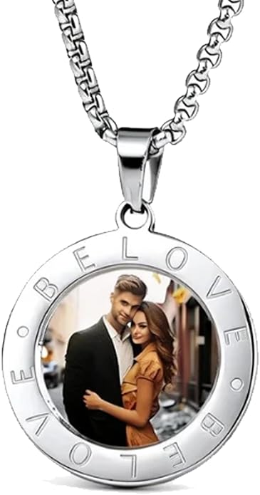 CLYLIFE Picture Necklace Personalized Photo,Custom Disc/Heart Pendant for Men Women Dad Mom Customized Necklace with Chain Photos Memorial Gifts for Mother's Day, Birthday, Anniversary