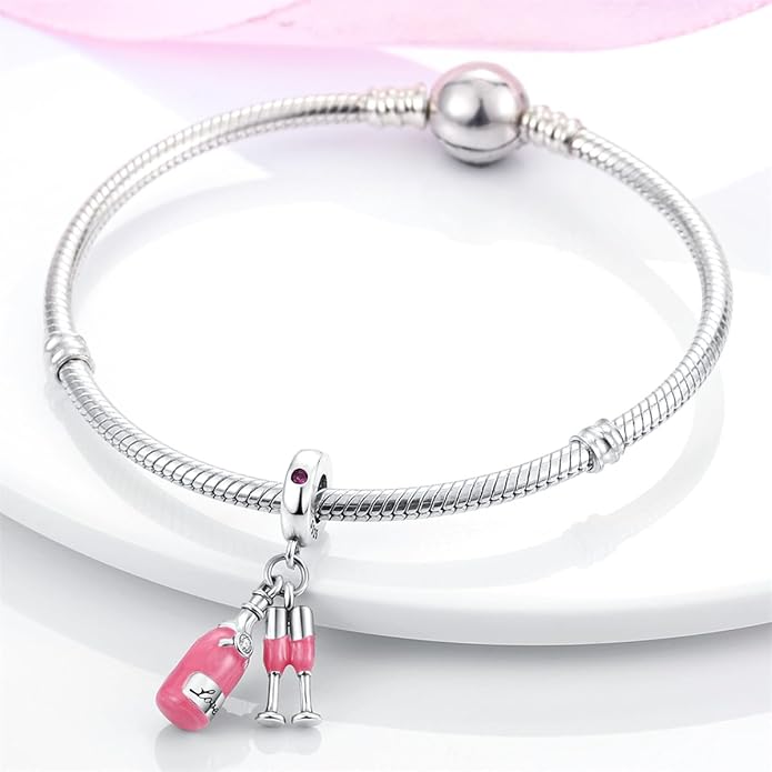 HONGRUI 925 Sterling Silver Charm for Bracelets Necklace Fashion Heart Bow Flower Family Butterfly Pendant Bead Charm for Women Festival jewelry gifts
