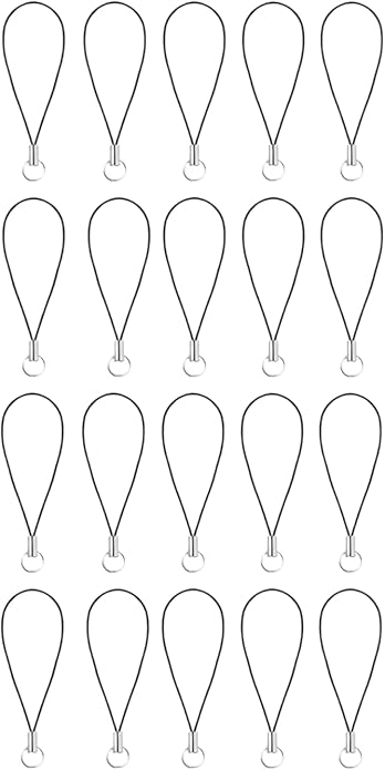 20 Pieces Silver Tone Black Lanyard Cell Phone Charm Split Ring Strap, Clasp Lariat Cord Strap For Mobile Cell Phone/Mp3/Mp4/Usb Flash Drive//Keyrin Clever Design, Cell Phone Charms