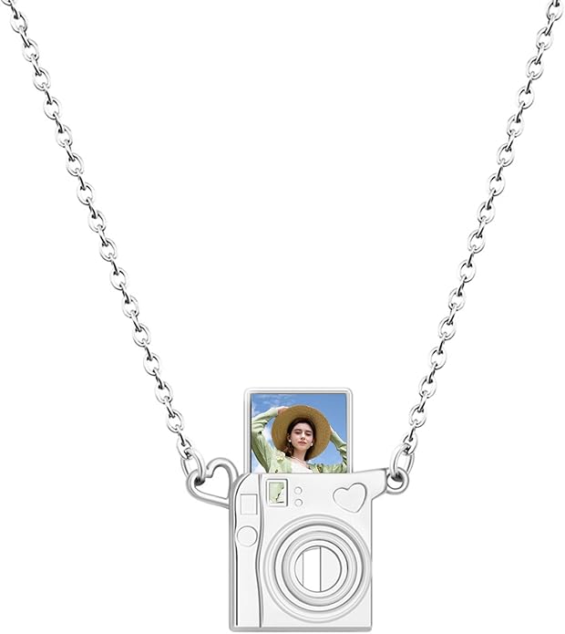 Personalized Stylish Mini Camera Necklace, Custom Picture Locket Pendant Necklace,Memorial Jewelry Gift for Photography Lovers