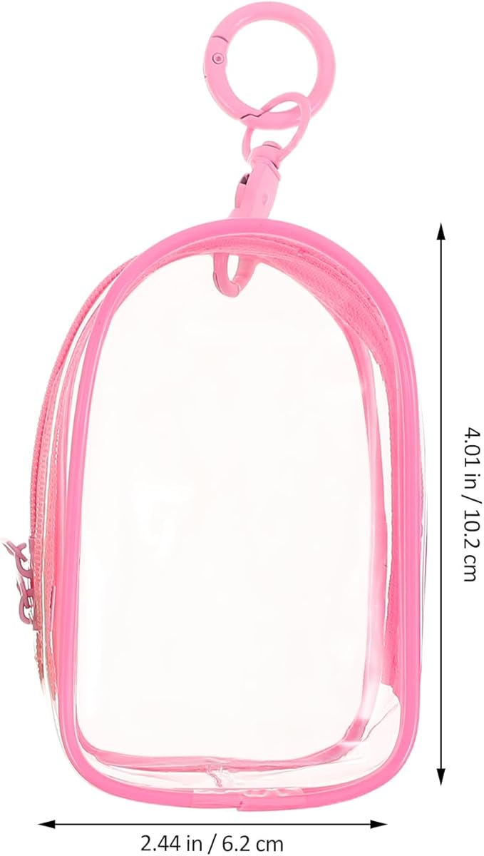 LOGOFUN 8pcs Pvc Clear Doll Display Storage Pouch with Keychain Waterproof Zipper Bag for Collectibles Mini Figures Cosmetics Accessories in Assorted Colors