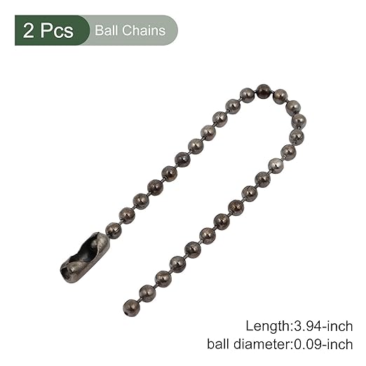 YOKIVE 4 Pcs Ball Chain, Bead Extension Keychain Cord with Connector Clasp Accessories Decoration Making, Great for Art, Handmade, DIY (Black, 3.94-Inch)