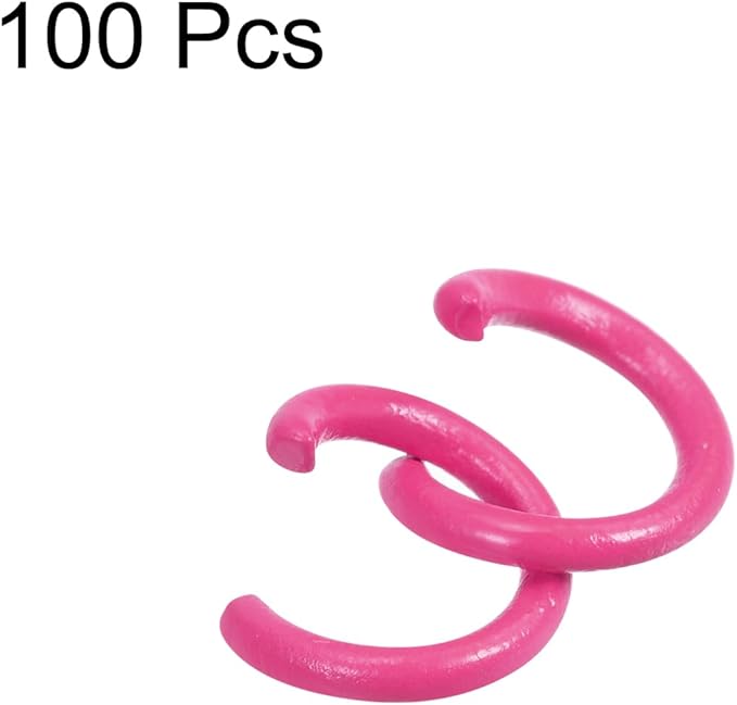 uxcell Open Jump Rings, 8mm Colorful O-Ring Connectors for DIY Crafts Jewelry Making, Carbon Steel, Rose Red, 100Pcs