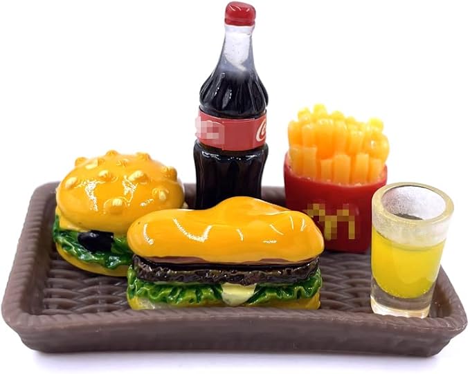 20Pcs Miniature Laptop Computer Tablet Toy Phone Pad and Hamburger Fries Cola Fast Food Cake Coffee Juice Fits Barbie Doll Accessories Scale Dollhouse Playsets Girl Mini Drink Food Party